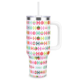 Zenbo 40oz Straw Lid Insulated Tumbler with Handle and Leak-Proof Lid, Reusable Stainless Steel Water Bottle, Keeps Hot Drinks Warm for 5 Hours, Keeps Iced Drinks Cold for 16 Hours