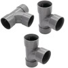 PVC Solvent Waste Pipe T-Junction Fittings, 50mm, Grey, 3-Pack