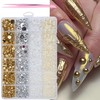 GZMAYUEN 920pcs Gold Silver Flatback Beads for Nails, Semi-Round White
