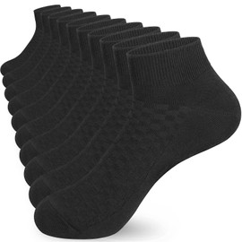 ouhos Womens Ladies White Black Bamboo Non Slip Ankle Socks Low Cut Walking Work Support Socks for Womens 4-7 Odour Resistant Material Breathable Moisture Wicking Casual Socks 5 Pairs