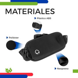 Riñonera Deportiva Impermeable Ajustable 98 cm con Doble Compartimento Seguro y Salida para Audífonos Cinturón Running para Teléfono Ideal para Deporte Viaje Gimnasio y Uso Diario (Negro)