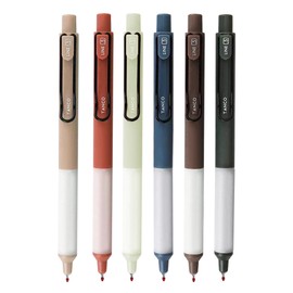 HeTaoCat Retractable Gel Pens, 0.5mm Fine Point, Quick Drying, Writing Drawing, Black ink gel pens, Box of 6 Pens (6)