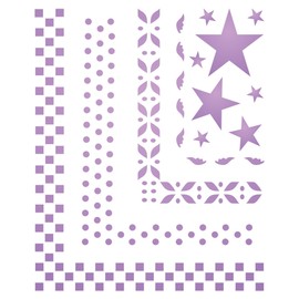 Border Stencil - 8 x 10 cm (S) - Reusable Small Geometric Borders Stars Wall Stencil Template