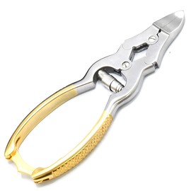 AAProTools Mycotic Toe Nail Nipper Cutters Clippers Gold- Double Action Heavy Duty Spring Barrel Podiatry Professional Pedicuretool for Thick Nails, Ingrown Toenails, Seniors