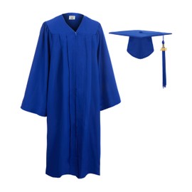 GradClassical Unisex Matte Graduation Gown Cap Tassel Set 2025 for High School and Bachelor (Royal 48" Plus (5'3"-5'5"))