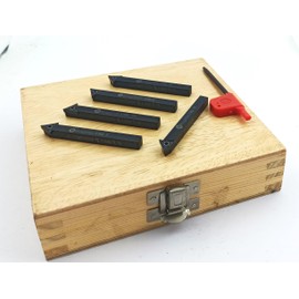 A.D. International 5 Pieces Indexable Turning Tool Set with TCMT16T304 Carbide Cutting Tool Bit in Fitted Box for Lathe- Metalworking Machine Tools (6 mm Sq. Shank)