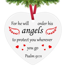 Christian Gifts Christmas Ceramic Ornament Religious Gift Bible Verse Hanging Ornament Gift for Christian Scripture Gifts Easter Prayer Gift Faith Gifts First Communion Gift for Godchild Baptism Gift