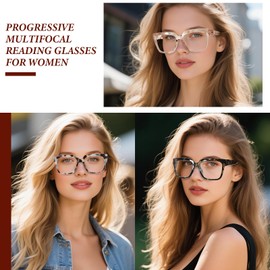 OPTOFENDY Progressive Multifocus Reading Glasses for Women Oversized Blue Light Blocking Oprah Style Computer Readers Tortoise 2.5x