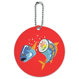 Sushi Tuna Fish Yellowtail Roll Round Luggage ID Tag Card Suitcase Carry-On