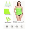 Ocean Blues Women's Neon Green Tankini Top Tummy Control Bandeau