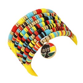 MMIUAEG Black History Month Stackable Bracelets Set Juneteenth Accessory African Wooden Beads Stretchable Bracelets Black Yellow Red Green African Jewelry for Women (Set G)