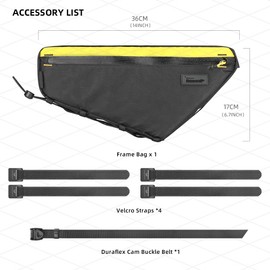 Rhinowalk BHD0018 Bike Frame Triangle Bag 2.9L, Waterproof Storage Bag with YKK Zippers, Cable Port & Pump Holder, Fits Hydration Pack- Black+Yellow