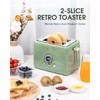 2 Slice Toaster, Retro Bread Toaster with LED Display, Extra