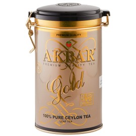 Akbar Premium Quality Gold 100% Pure Ceylon Leaf Tea from Sri Lanka in Metal Can Gift Pack (450 grams)
