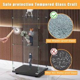 Zevemomo Glass Display Case, 4 Shelves Glass Display Cabinets, Glass Cabinet Display Case, Trophy Curio Display Cabinet with Glass Doors for Living Room Bedroom, 65"(H) x 17"(L) x 14"(W)