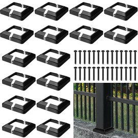 Tandefio 16 Pcs 4x4" Metal Post Skirt with Screw, Split Style Post Skirt Sleeves Base Cover, Porch Columns Wraps Glossy Black Base for Fence Stair Wood Hand and Stair Rails (Internal Size 3.5 x 3.5")
