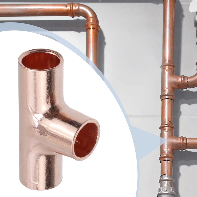 Antrader Tee Copper Fitting,LF Sweat Solder Copper Tee,1/4 Inch ID