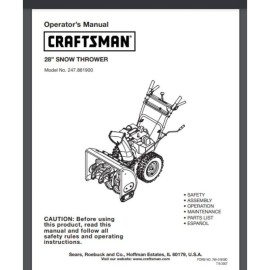 Craftsman 22 inch Snow Blower 247.881980 Operator's Manual 24 pages year 2015