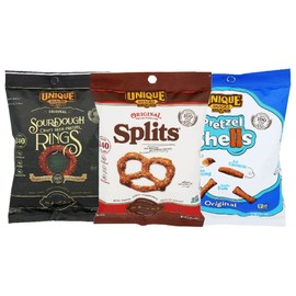 Unique Snacks - Variety Pack with Original Splits, Shells, and Sourdough Craft Beer Rings, 2.12 Ounce Bags, (Pack of 12)