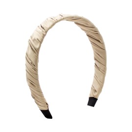 HAIRBOWS Wide Pleated Satin Wrapped Knot Headband for Toddler, Girls, and Teens in Taupe