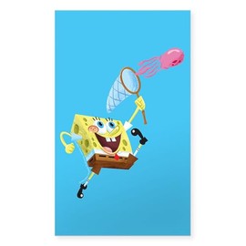 CafePress Spongebob: Jellyfishing Rectangle Bumper Sticker Car Decal