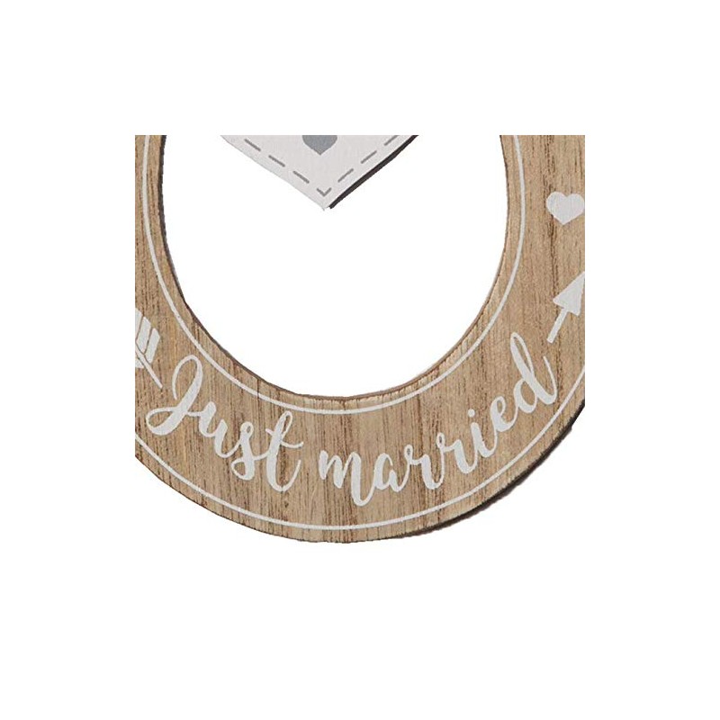 Wedding 'Mr & Mrs' 'Just Married' Wooden Horseshoe with Hearts