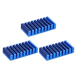 PATIKIL Heatsink 50x25x10mm, 3 Pcs Aluminum Cooler Radiator Heat Sink with Thermal Blue Sticker for Raspberry Pi Chip CPU Power Transistor FET IC Power Amplifier, Blue