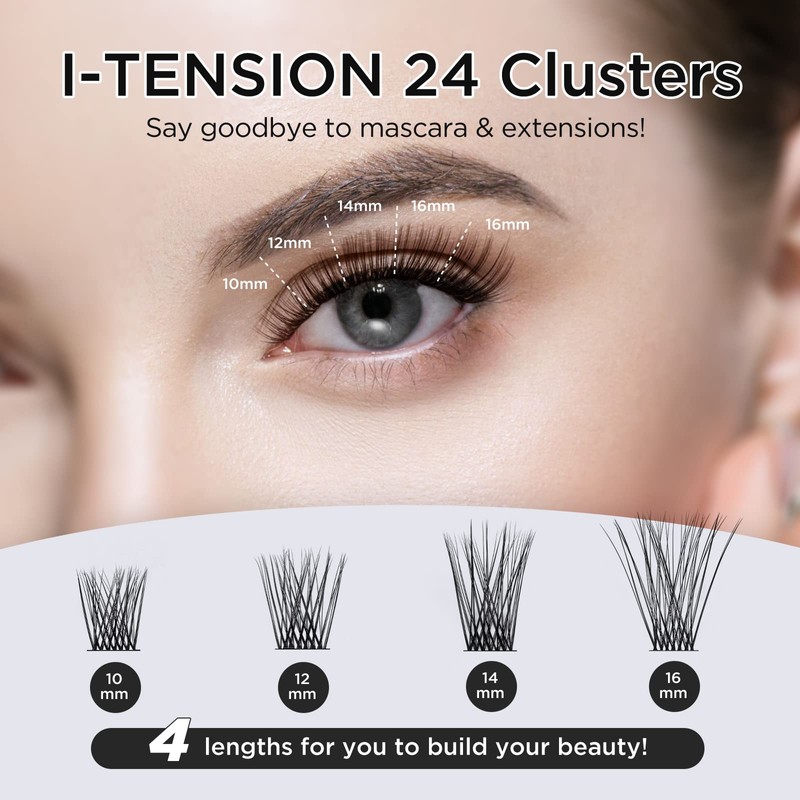 LASHVIEW Cluster Lashes,DIY Eyelash Extension 3D Extended Natural Look Reusable