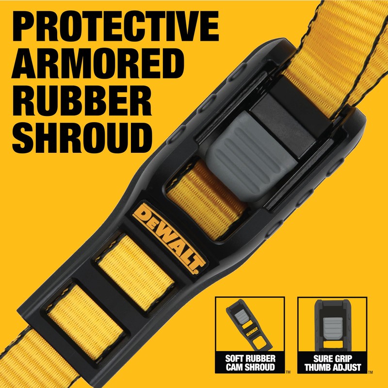 DEWALT DXBC90042 Black/Yellow 1” x 12’ Cam-Buckle Straps - 500
