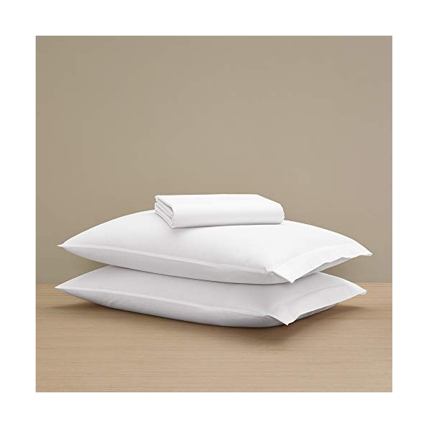 H by Frette Percale Simple Sheet Set (King) - Luxury All-White Bedding Sheet Set / Includes Pillowcases and a Fitted Sheet