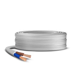 Primes DIY 2 Core Round White Flex Flexible Cable, stranded electrical copper wire, Insulated Flexible PVC Wire, Stranded Wire High Temperature Resistance, 3182Y BASEC Approved 1mm(5 Meter)