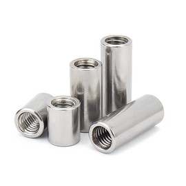 BOZONLI M10 Round Connector Nuts, Female Thread Rod Studding Stainless steel Round Coupling Nuts, 40mm Length