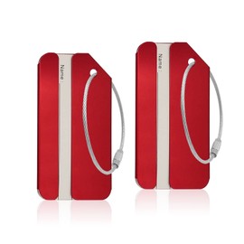 2Pack Red Aluminum Luggage Tag for Luggage Baggage Travel Identifier by Ovener
