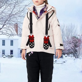 2 Pack Adjustable Mitten Clips with Long Elastic Strap for Kids, Toddlers,Glove Clips- Black