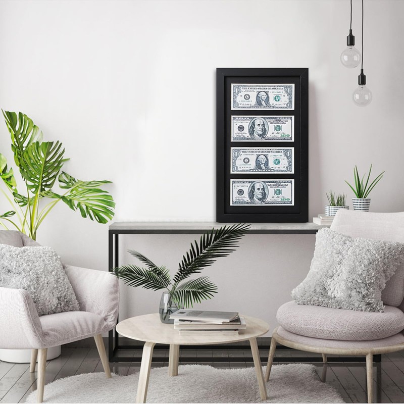 JINMANWU 4 Dollar Bill Frame, Wooden Picture Frame 2.5x6 Inch