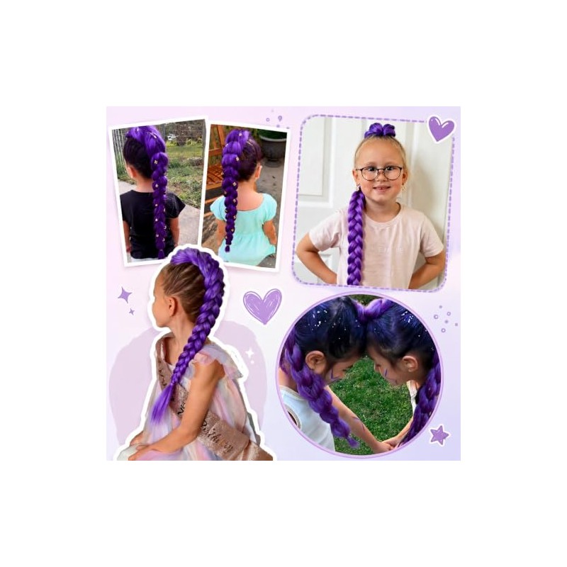 Extensiones Cabello Morado Pulgadas Largo Trenzas