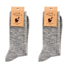 Leo Design 2Pair Natural Alpaca Wool & Lambs Wool Socks for Men & Women, Premium Quality, Breathable, Thin Blend, Thermal Warm, Winter (9.5-12.5, Grey)