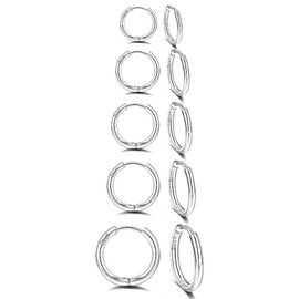 RSYHVG Hoop Earrings 5Pairs Silver Hoops Earrings for Women Hypoallergenic Tiny Hoop Earrings Sleeper Cartilage Mini Small Hoop Earrings for Men Women 6/8/10/12/14mm