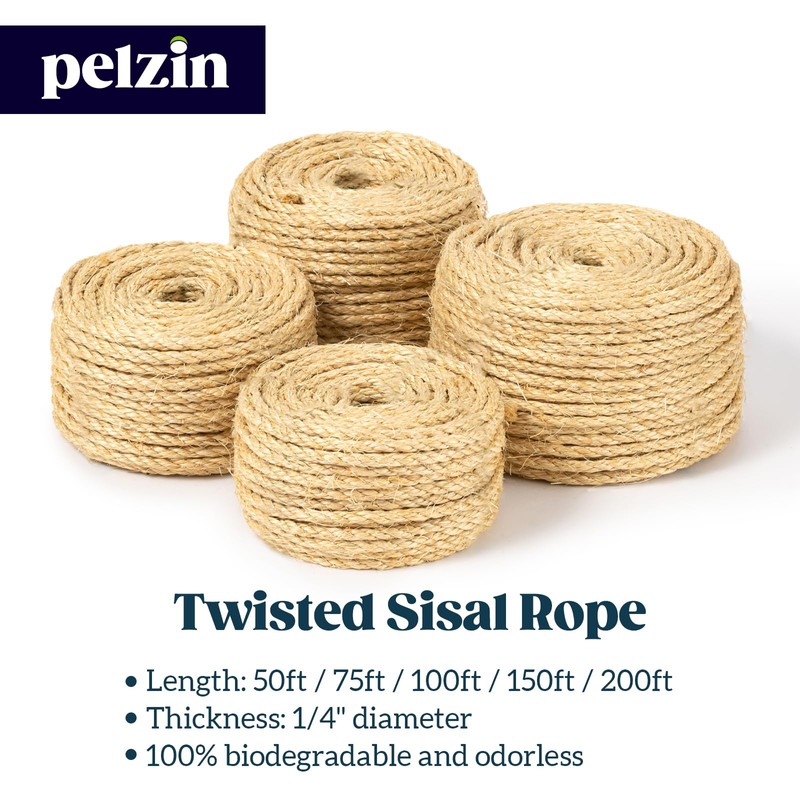 Natural Sisal Rope for Cat Scratcher 1/4 Inch by 100