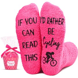 HAPPYPOP Fuzzy Cycling Riding Socks - Mountain Bike Socks, Mountain Biking Gifts, Cycling Gifts For Bicycle Enthusiasts Women