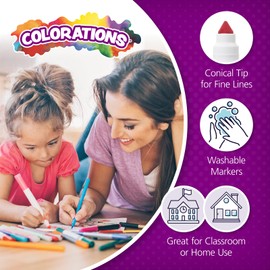 Colorations Chubby Markers, 8 Colors, 12 Packs, Color Marker, Coloring Posters, Drawing, Home, Classroom, School Supplies, Art Supplies, Craft Projects, Kids Markers, Markers for Children, Non Toxic