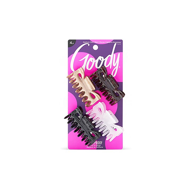 Goody Classics Claw Hair Clip, Medium, 4 Count