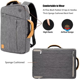 ECCRIS 3 in 1 Convertible Laptop Bag, Briefcase, Crossbody and Back bag for 10 to 13.3 Inch Laptops for Men and Women