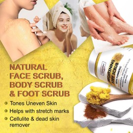SUGAR BODY SCRUB Brightening Turmeric Exfoliant for Dark Spots