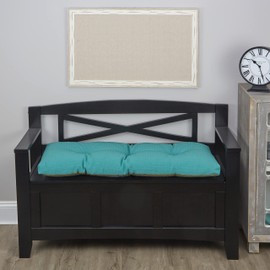 Klear Vu The Gripper Omega Non-Slip Tufted Bench Cushion for Indoor Furniture, Entryway Storage, Bay Window, Corner Nook or Piano Seat, 35 Inches, 08 Teal