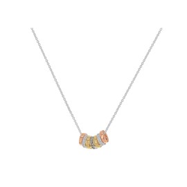 Tuscany Silver Damen Halskette 3-farbiges Vergoldet Sterling Silber Weiß Zirkonia Markasit Glücklich 46cm/18zoll