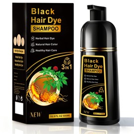 Black Hair Dye Shampoo 3 in 1 for Gray Hair, Herbal Ingredients Natural Color Shampoo Hair Dye for Women Men