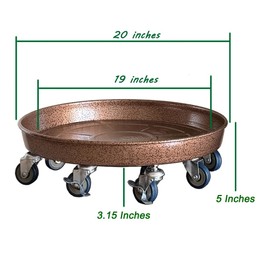 SKAFORZ Rolling Planter Caddy(570lbs Capacity), Heavy Duty Metal Plant Stand with Brake Wheels Plant Dolly Mover Plant Pot Tray Saucer for Indoor Outdoor 20Inches Copper