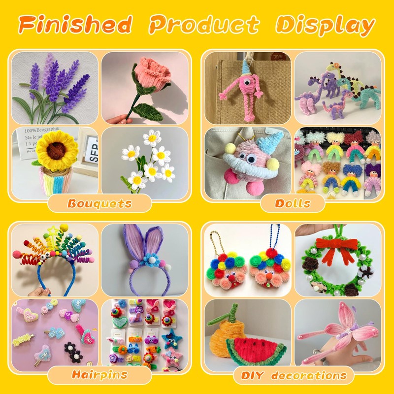 ZXIIXZ Pipe Cleaners Craft, 100Pcs Yellow Chenille Stems for Craft