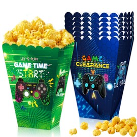 12 Pcs Video Game Party Favour Bags Popcorn Boxes Level Up Game Party Candy Bags Car Goodie Treat Bags Themed Birthday Party Accessories
